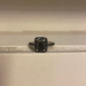 Black Gemstone Emerald Cut Ring